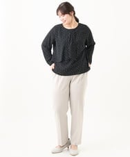 OLBDV05079 eur3(エウルキューブ) 【大きいサイズ/11号サイズあり】ボウタイ風スクエアドットブラウス ブラック(94)