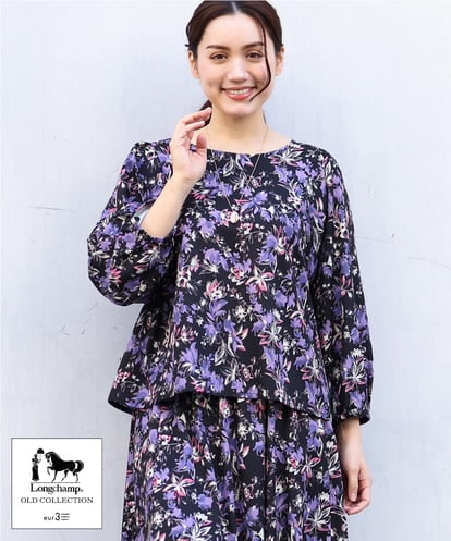 OLBDV22089  【大きいサイズ/セットアップ対応】【ロンシャン オールドコレクション】フラワープリントブラウス