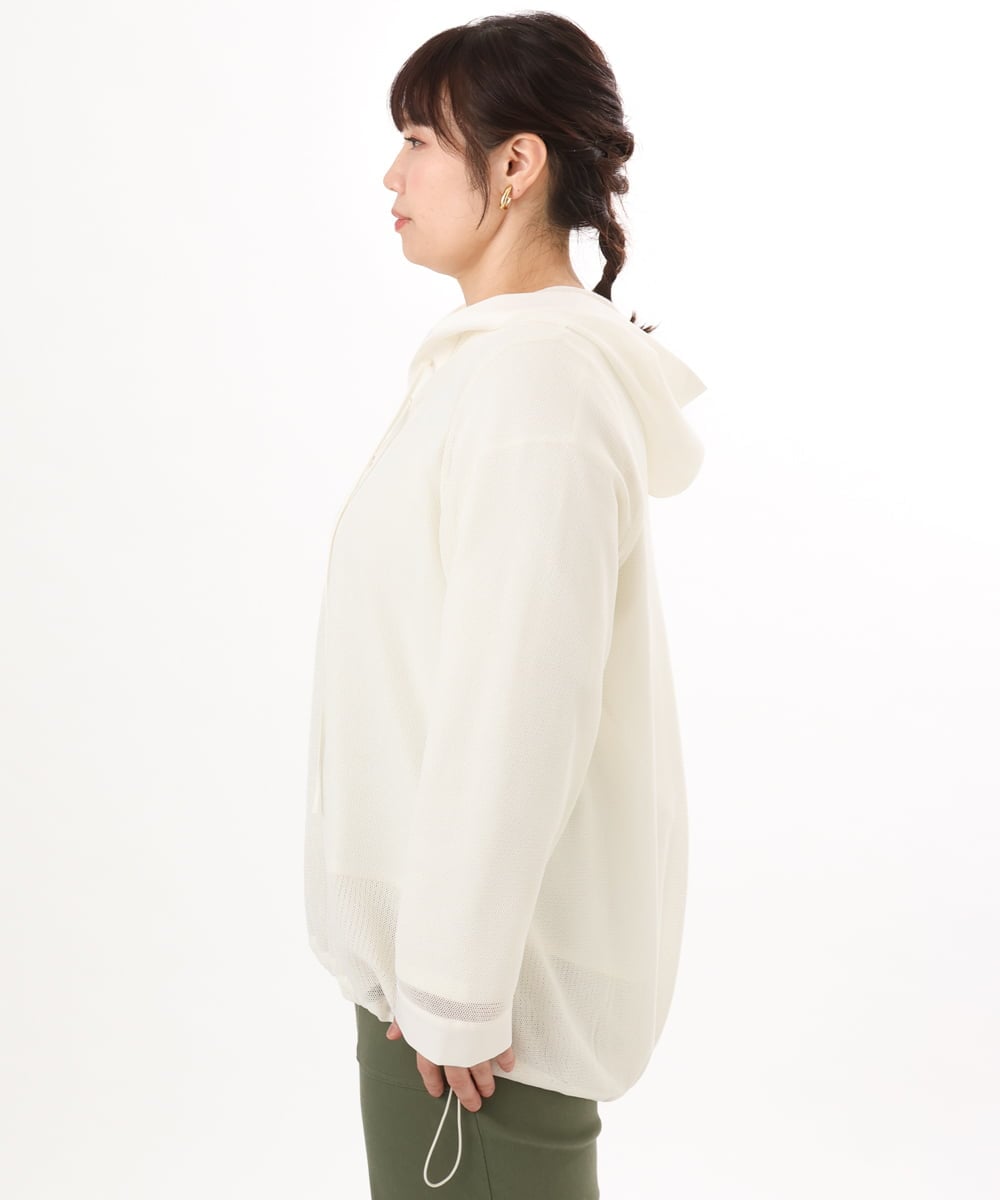 OLBED16119 eur3(エウルキューブ) 【大きいサイズ】レースアップメッシュフーディ アイボリー