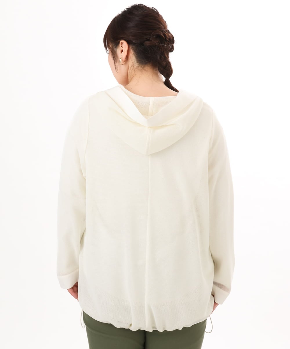 OLBED16119 eur3(エウルキューブ) 【大きいサイズ】レースアップメッシュフーディ アイボリー
