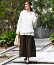 OLBED16119 eur3(エウルキューブ) 【大きいサイズ】レースアップメッシュフーディ アイボリー