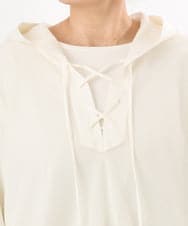 OLBED16119 eur3(エウルキューブ) 【大きいサイズ】レースアップメッシュフーディ アイボリー
