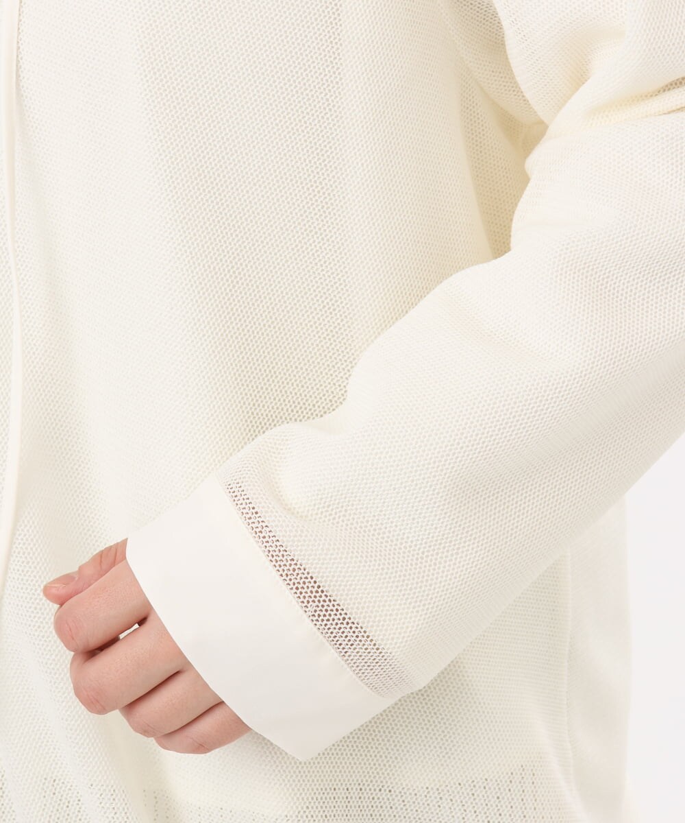 OLBED16119 eur3(エウルキューブ) 【大きいサイズ】レースアップメッシュフーディ アイボリー