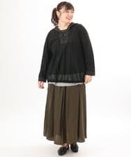 OLBED16119 eur3(エウルキューブ) 【大きいサイズ】レースアップメッシュフーディ ブラック