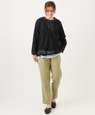 OLBED16119 eur3(エウルキューブ) 【大きいサイズ】レースアップメッシュフーディ ブラック