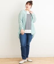 OLBES09080 eur3(エウルキューブ) 【大きいサイズ】バンドカラーシアーシャツ ライトグリーン(30)