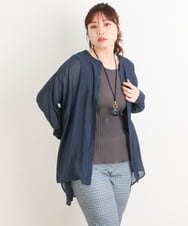 OLBES09080 eur3(エウルキューブ) 【大きいサイズ】バンドカラーシアーシャツ ネイビー(57)