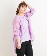 OLBES09080 eur3(エウルキューブ) 【大きいサイズ】バンドカラーシアーシャツ ラベンダー(60)