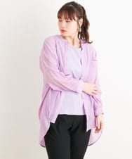 OLBES09080 eur3(エウルキューブ) 【大きいサイズ】バンドカラーシアーシャツ ラベンダー(60)