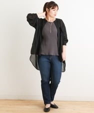OLBES09080 eur3(エウルキューブ) 【大きいサイズ】バンドカラーシアーシャツ ブラック(94)(WEB限定カラー)