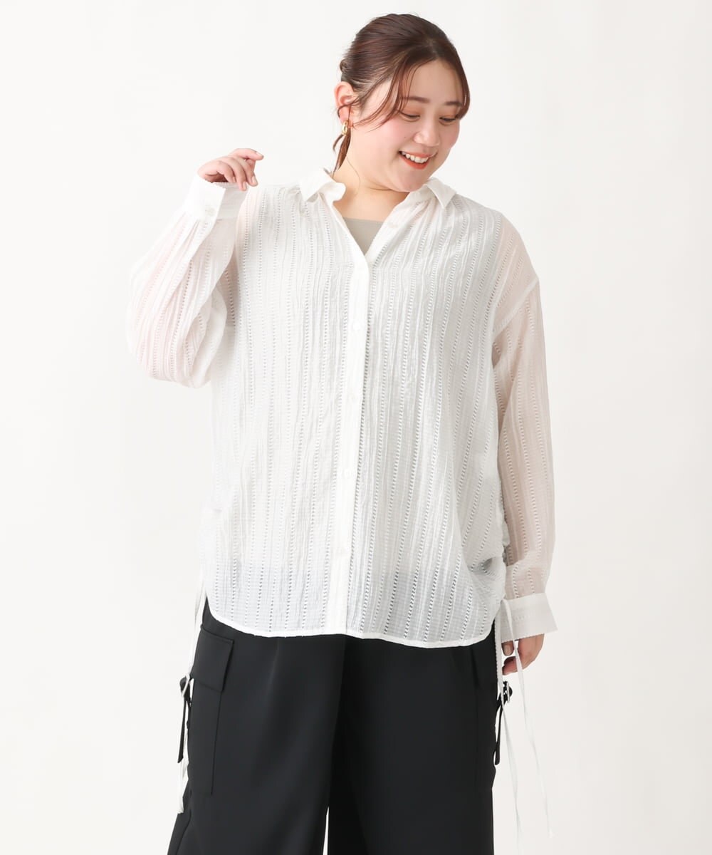 OLBEV11099 eur3(エウルキューブ) 【大きいサイズ】シアードビーブラウス ホワイト(90)