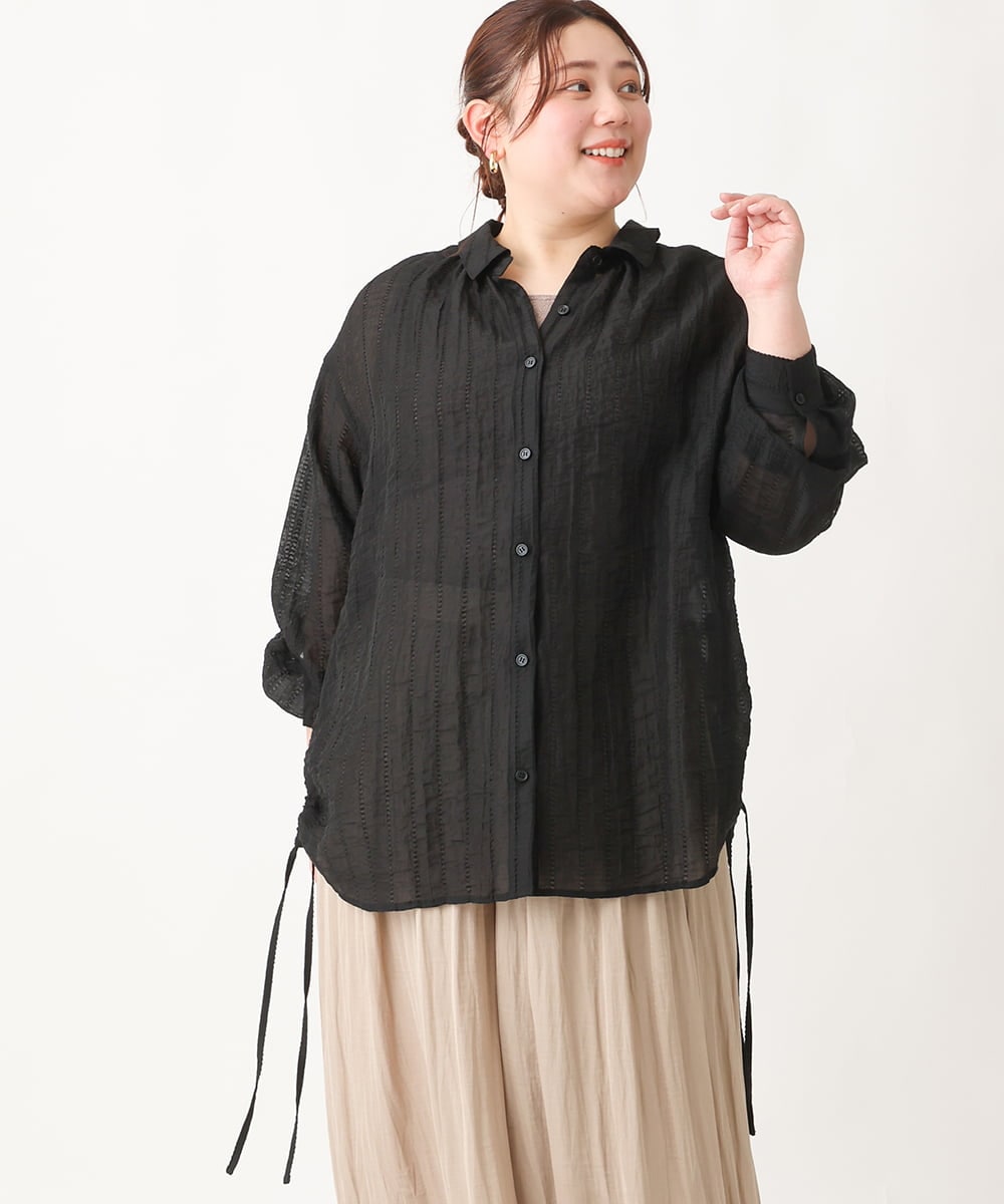 OLBEV11099 eur3(エウルキューブ) 【大きいサイズ】シアードビーブラウス ブラック(94)