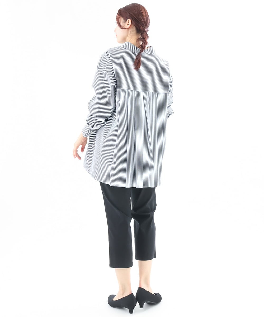 OLBEV25079 eur3(エウルキューブ) 【大きいサイズ】バックタックシャツブラウス ネイビー(57)
