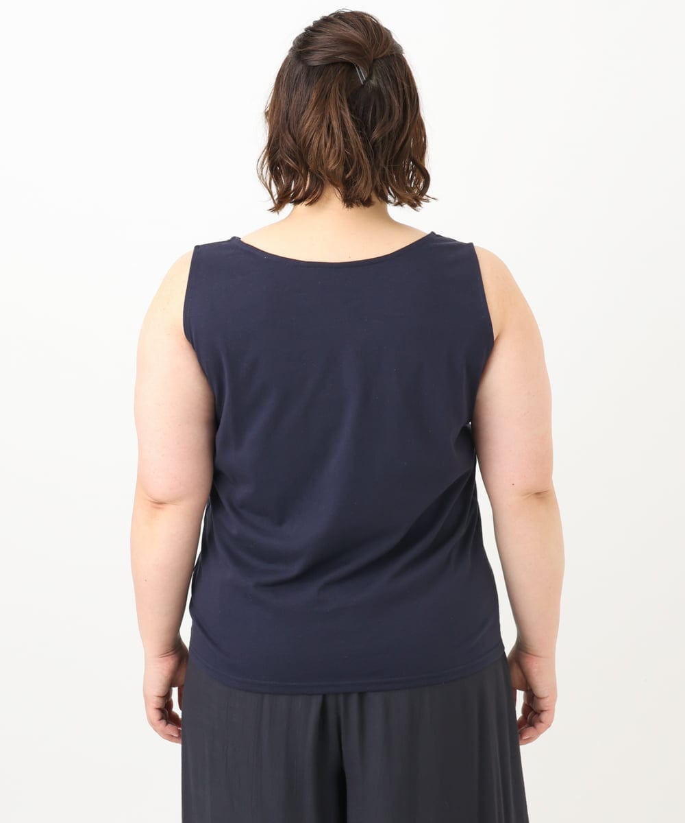 OLBFA23099 eur3(エウルキューブ) 【大きいサイズ】シアーストライプタンクトップセット ライトグレー(91)