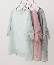 OLBFA23099 eur3(エウルキューブ) 【大きいサイズ】シアーストライプタンクトップセット ライトグレー(91)
