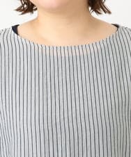 OLBFA23099 eur3(エウルキューブ) 【大きいサイズ】シアーストライプタンクトップセット ライトグレー(91)