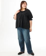 OLBFD03089 eur3(エウルキューブ) 【大きいサイズ】ピンタックコットンブラウス ブラック
