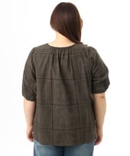 OLBFD24099 eur3(エウルキューブ) 【大きいサイズ】エンブロイダリーブラウス ダークグレー