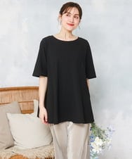 OLBFD25099 eur3(エウルキューブ) 【大きいサイズ】ぽこぽこフレアブラウス ブラック