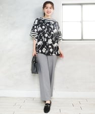 OLBFD27089 eur3(エウルキューブ) 【大きいサイズ】スカーフプリントブラウス ブラック
