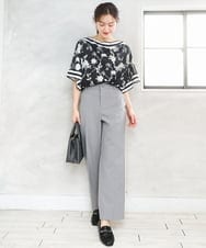 OLBFD27089 eur3(エウルキューブ) 【大きいサイズ】スカーフプリントブラウス ブラック