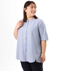OLBGD26099 eur3(エウルキューブ) 【大きいサイズ】サッカーストライプブラウス ブルー
