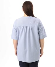 OLBGD26099 eur3(エウルキューブ) 【大きいサイズ】サッカーストライプブラウス ブルー