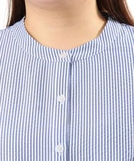 OLBGD26099 eur3(エウルキューブ) 【大きいサイズ】サッカーストライプブラウス ブルー