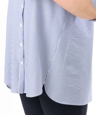 OLBGD26099 eur3(エウルキューブ) 【大きいサイズ】サッカーストライプブラウス ブルー