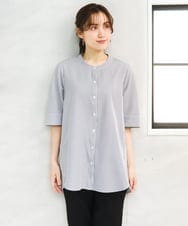 OLBGD26099 eur3(エウルキューブ) 【大きいサイズ】サッカーストライプブラウス ブラック