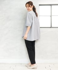 OLBGD26099 eur3(エウルキューブ) 【大きいサイズ】サッカーストライプブラウス ブラック