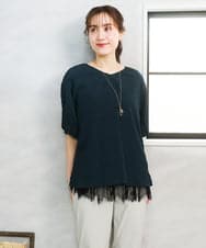 OLBGD28089 eur3(エウルキューブ) 【大きいサイズ】エンボスドットブラウス グリーン