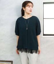 OLBGD28089 eur3(エウルキューブ) 【大きいサイズ】エンボスドットブラウス グリーン
