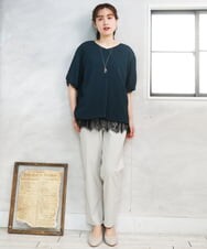 OLBGD28089 eur3(エウルキューブ) 【大きいサイズ】エンボスドットブラウス グリーン