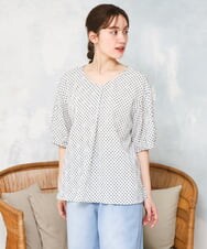 OLBGD28089 eur3(エウルキューブ) 【大きいサイズ】エンボスドットブラウス ライトグレー