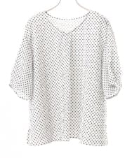 OLBGD28089 eur3(エウルキューブ) 【大きいサイズ】エンボスドットブラウス ライトグレー