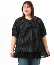 OLBGD28089 eur3(エウルキューブ) 【大きいサイズ】エンボスドットブラウス ブラック