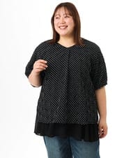 OLBGD28089 eur3(エウルキューブ) 【大きいサイズ】エンボスドットブラウス ブラック