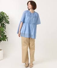 OLBGD33099 eur3(エウルキューブ) 【大きいサイズ】シア―ストライプブラウス ブルー