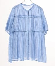 OLBGD33099 eur3(エウルキューブ) 【大きいサイズ】シア―ストライプブラウス ブルー
