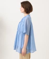 OLBGD33099 eur3(エウルキューブ) 【大きいサイズ】シア―ストライプブラウス ブルー