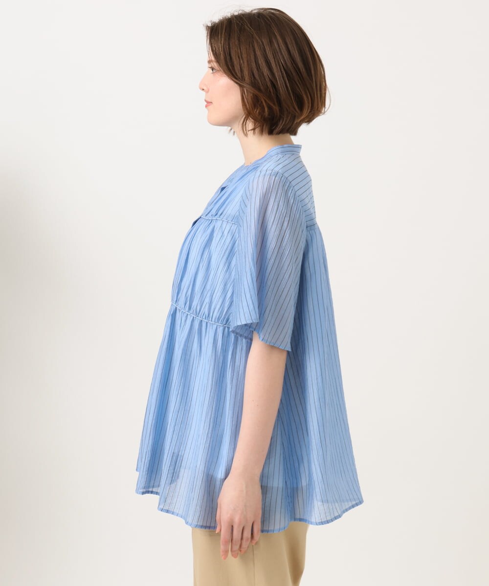 OLBGD33099 eur3(エウルキューブ) 【大きいサイズ】シア―ストライプブラウス ブルー