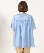 OLBGD33099 eur3(エウルキューブ) 【大きいサイズ】シア―ストライプブラウス ブルー
