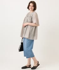 OLBGD33099 eur3(エウルキューブ) 【大きいサイズ】シア―ストライプブラウス ベージュ