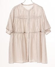 OLBGD33099 eur3(エウルキューブ) 【大きいサイズ】シア―ストライプブラウス ベージュ