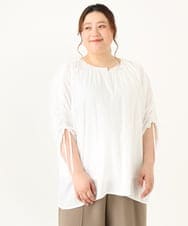 OLBGV28099 eur3(エウルキューブ) 【大きいサイズ】ギャザーブラウス ホワイト(90)（WEB限定カラー）