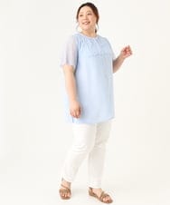 OLBGV30079 eur3(エウルキューブ) 【大きいサイズ】スカラップレースブラウス ライトブルー(50)