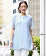 OLBGV30079 eur3(エウルキューブ) 【大きいサイズ】スカラップレースブラウス ライトブルー(50)