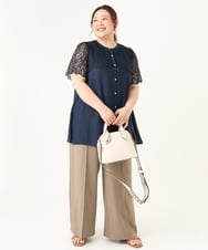OLBGV30079 eur3(エウルキューブ) 【大きいサイズ】スカラップレースブラウス ネイビー(57)