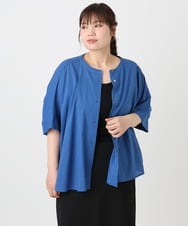 OLBHA10099 eur3(エウルキューブ) 【大きいサイズ】キャンブリックバック刺繍ブラウス ブルー(55)